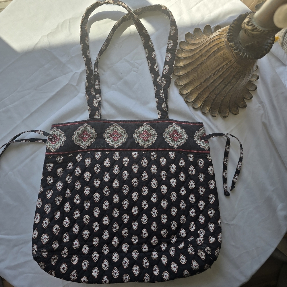Retired Vera Bradley Villa Red Shoulder Tote